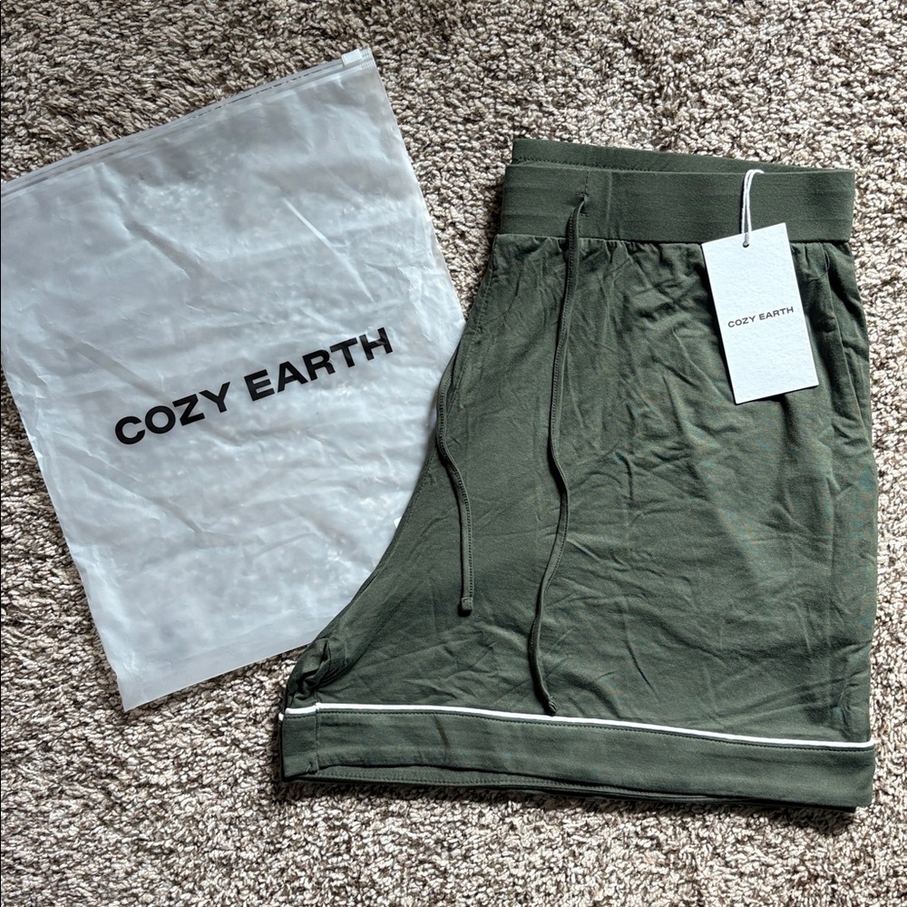 COZY EARTH NWT Women's Bamboo Stretch-Knit Pajama Shorts Olive Size Large - Picture 5 of 8